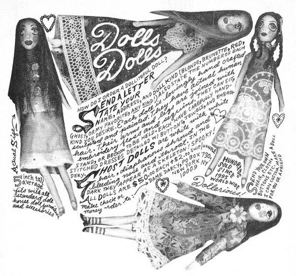 Meat Cake ad for Dame Darcy's handmade dolls